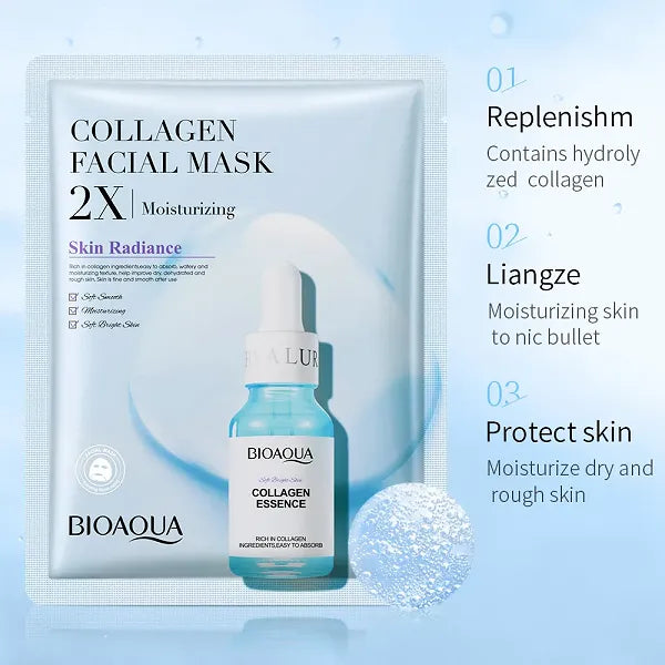 Bioaqua Collagen Moisturize Nourishing And Whitening Antioxidant Hydrating Mask 25g,5PCS